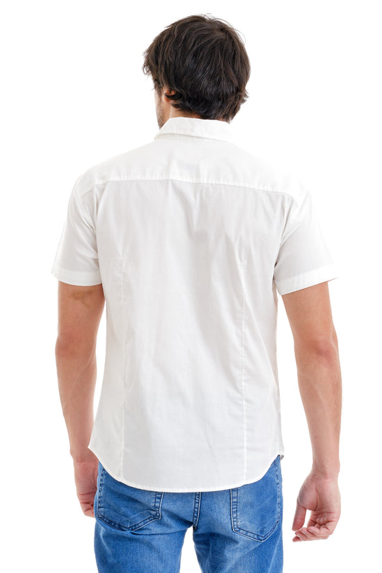 Camisa Social Manga Curta Off White Brasão