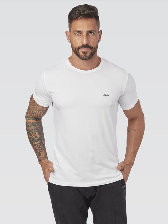 Camiseta Básica Branco Logo Cinza