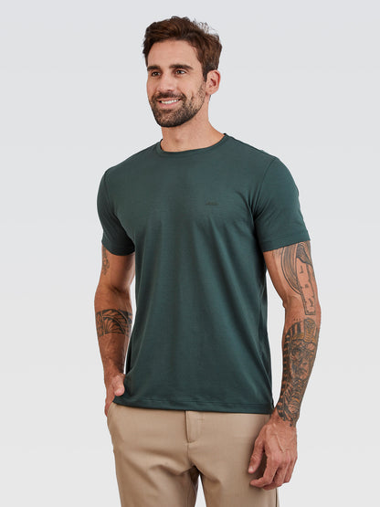 Camiseta Básica Verde Bosque Logo Verde