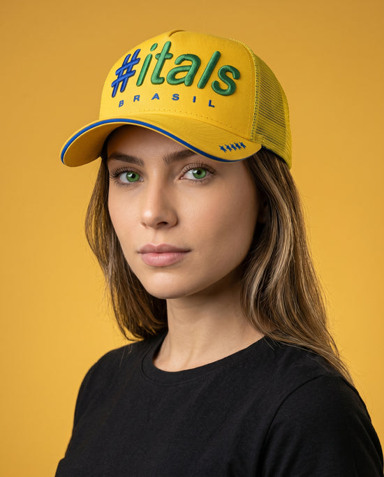 Boné Trucker #itals Vintage Brasil Amarelo