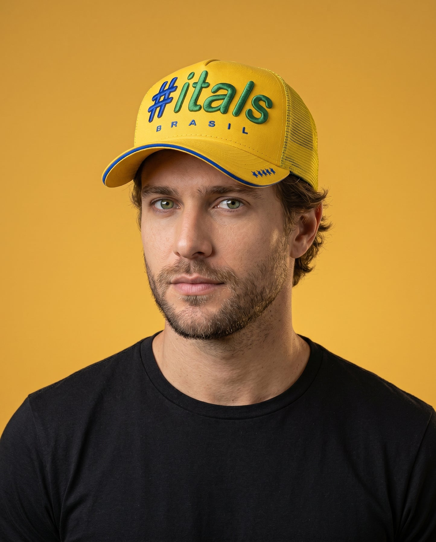 Boné Trucker #itals Vintage Brasil Amarelo