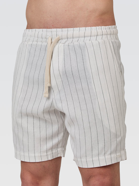 Short Linho Listra Off White