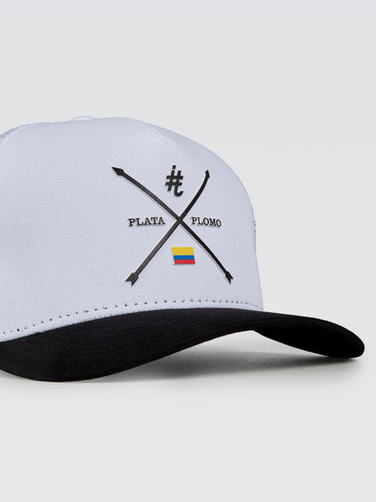 Boné Plata o Plomo X Branco Aba Preto