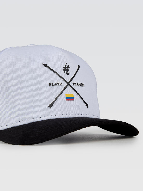 Boné Plata o Plomo X Branco Aba Preto