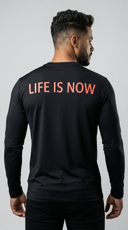 Camiseta Segunda Pele Preto Logo Laranja