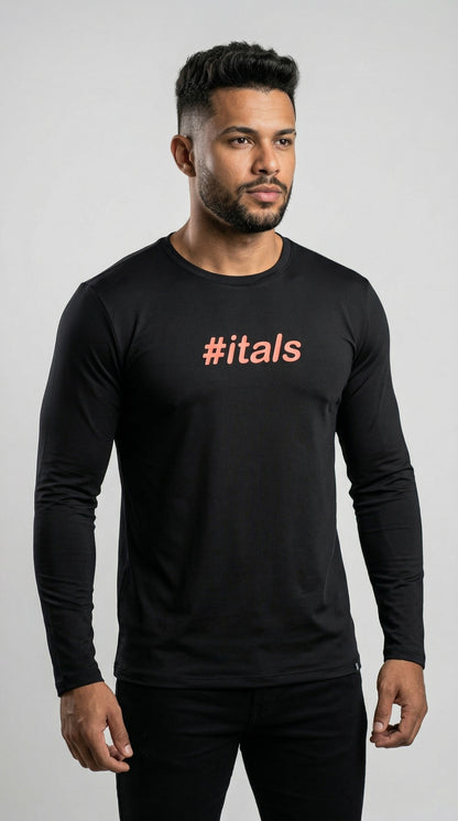 Camiseta Segunda Pele Preto Logo Laranja