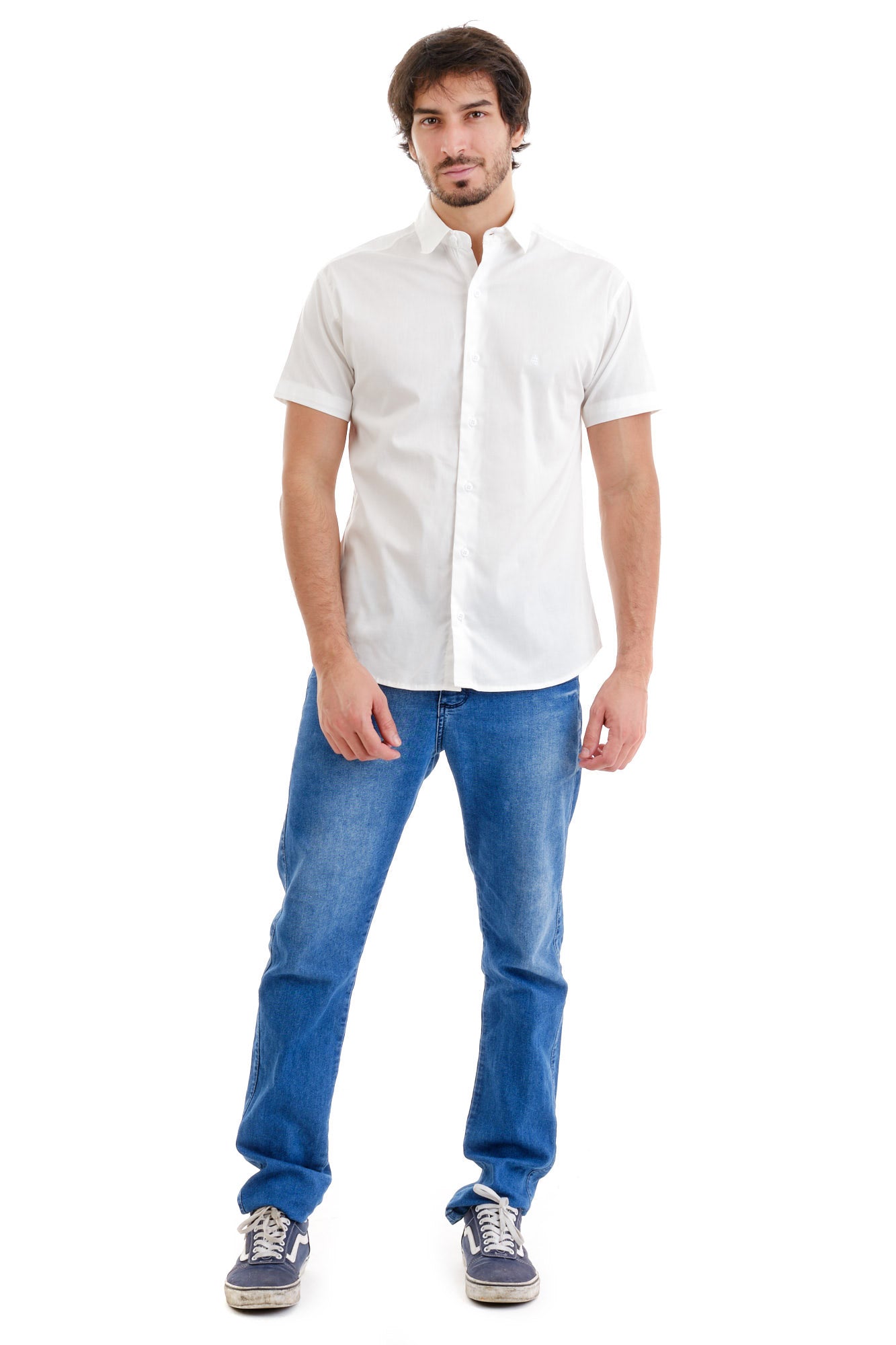 Camisa Social Manga Curta Off White Brasão