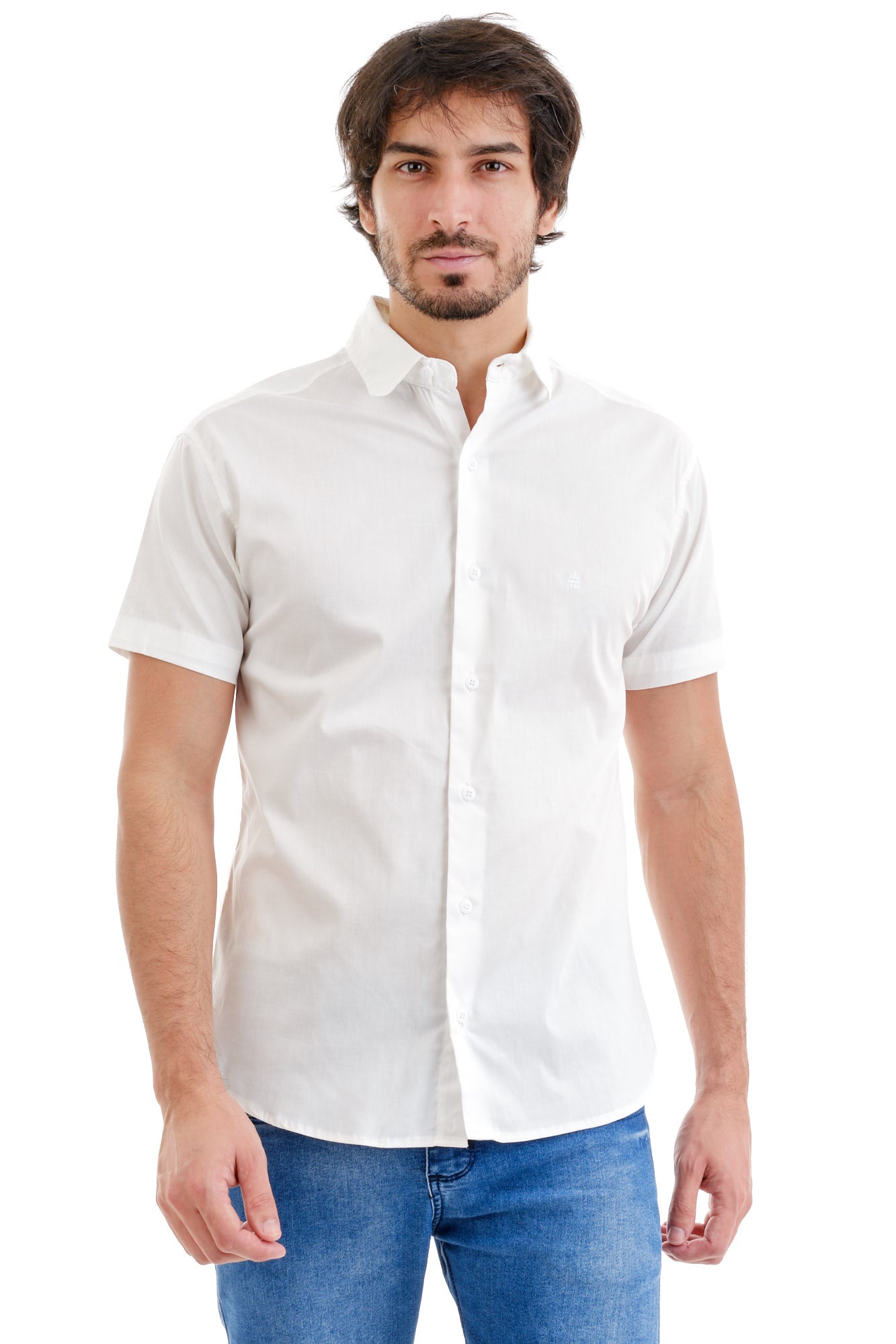 Camisa Social Manga Curta Off White Brasão