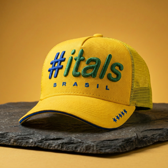 Boné Trucker #itals Vintage Brasil Amarelo